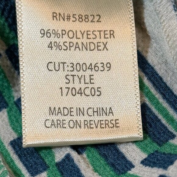 Max Studio Pants Womens Medium Green Geometric Bubble Crepe Side Border Mid Rise - Picture 7 of 9